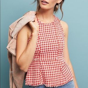 Maeve red houndstooth peplum top